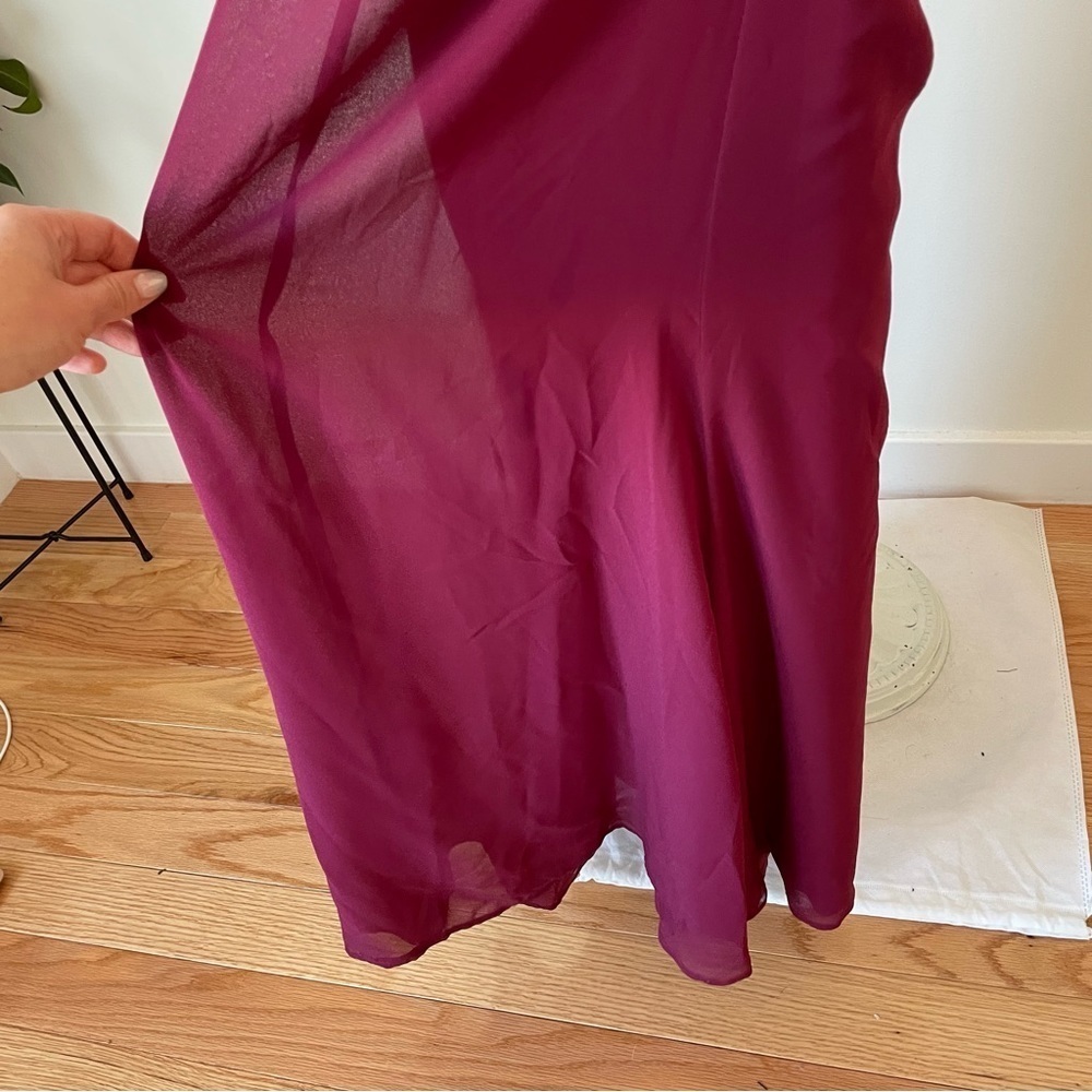 Hayley Paige Occasions Strapless Burgundy Chiffon Bridesmaid Dress 5913 Size 8 - Picture 9 of 12